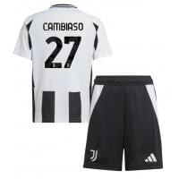 Echipament fotbal Juventus Andrea Cambiaso #27 Tricou Acasa 2024-25 pentru copii maneca scurta (+ Pantaloni scurti)